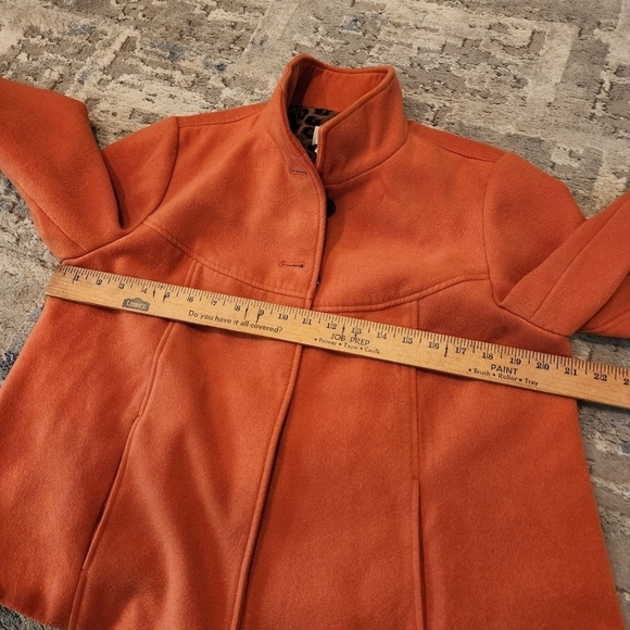 Chico's russet orange swing jacket smooth plush 3/4 sleeve. - Picture 14 of 17